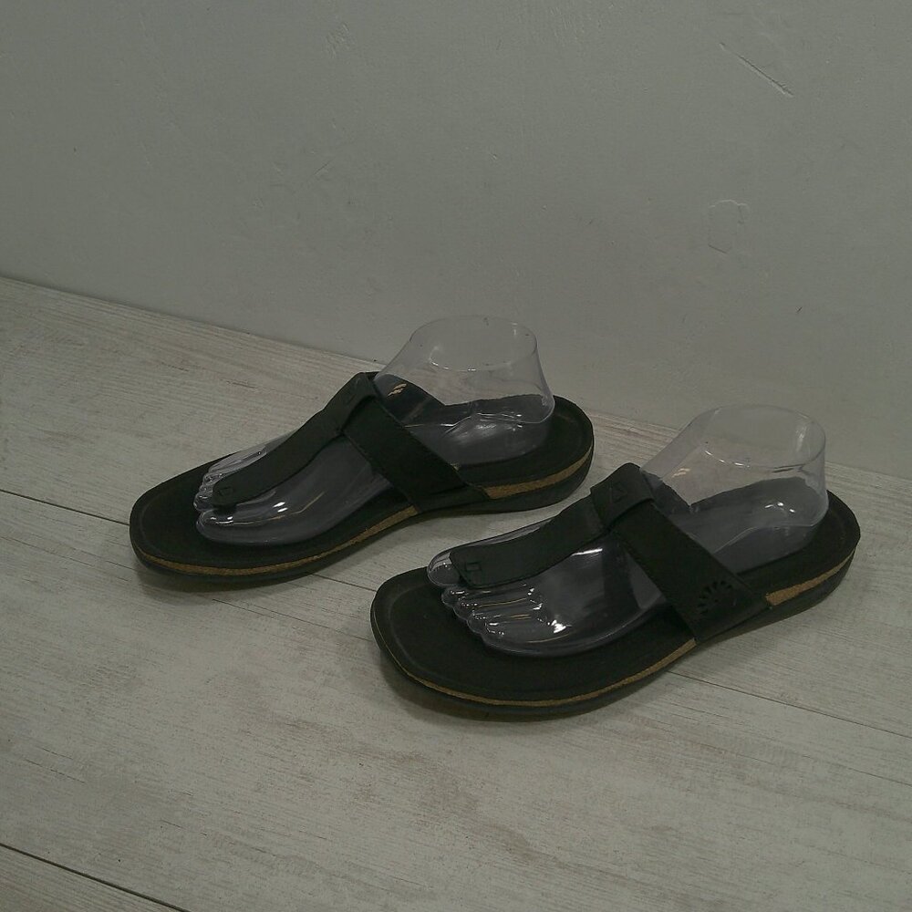 Keen Ana Cortez Leather Relaxed Casual Comfort Flip Flop Sandal Black Size 10 - Picture 12 of 13